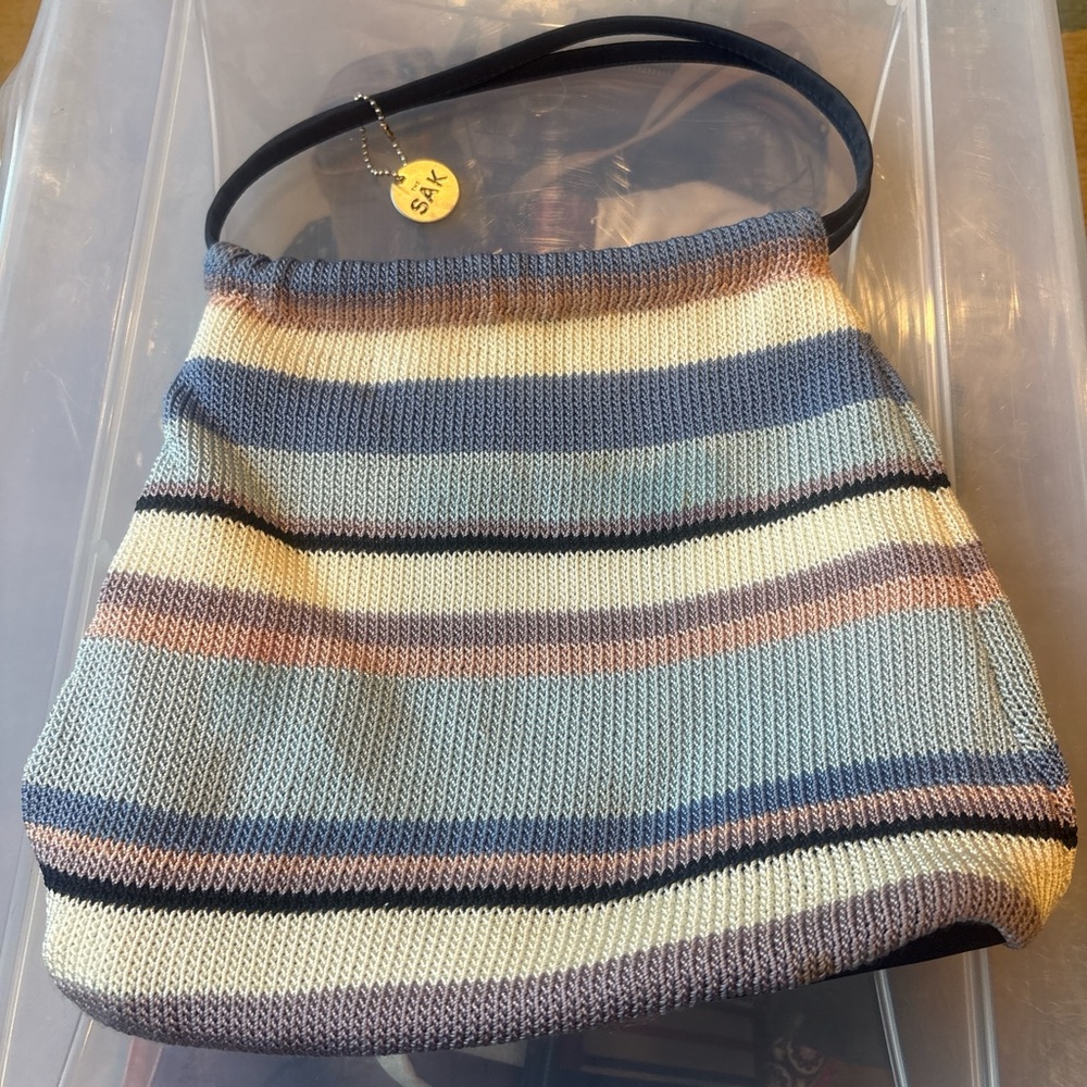 The Sak Striped Knit Shoulder Bag - Blue, Cream, Tan